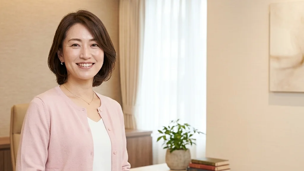 清拭やシャワーだけで済ませてしまう罪悪感とその解消についてクリニックのカウンセリング室で優しく寄り添うピンクカーディガン姿の女性アドバイザーの横長写真