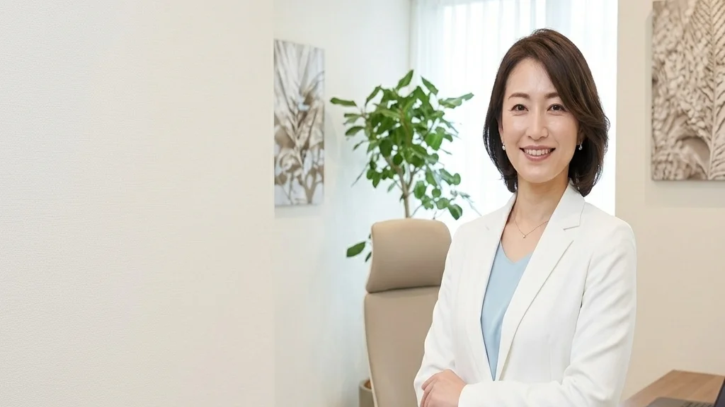 障害のある子の入浴介助を一人で安全に行うコツをクリニックの相談スペースで説明する白ジャケット姿の女性アドバイザーの横長写真