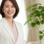 CHARGE症候群のある子どもの入浴介助と注意点について紹介する両手を前で重ねて優しく微笑む女性アドバイザーの横長写真