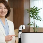 成長に伴う入浴方法の見直しと介護用洗身用具スイトルボディの活用を案内する白ジャケットとライトブルーのインナー姿の女性アドバイザーの横長写真