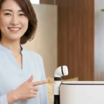 気管切開や胃ろう等の複数の医療的ケアがある子の入浴とスイトルボディの活用方法を解説する女性アドバイザーの横長写真