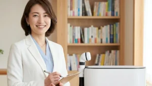 スイトルボディは補助金で購入できる？と申請手順について解説する白ジャケットを着てクリップボードを持つ女性アドバイザーの横長写真