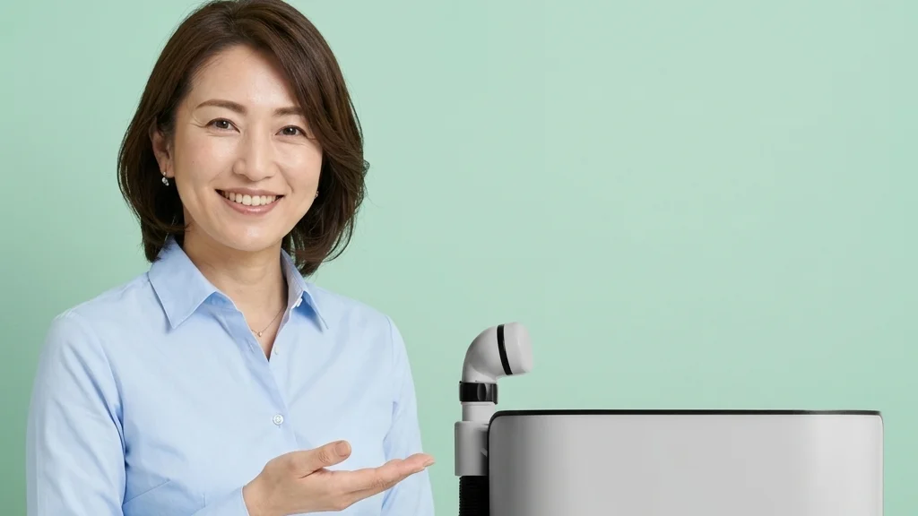 気管切開のある子どもの安全な入浴介助とスイトルボディ実機の活用を優しく案内する女性アドバイザーの横長写真